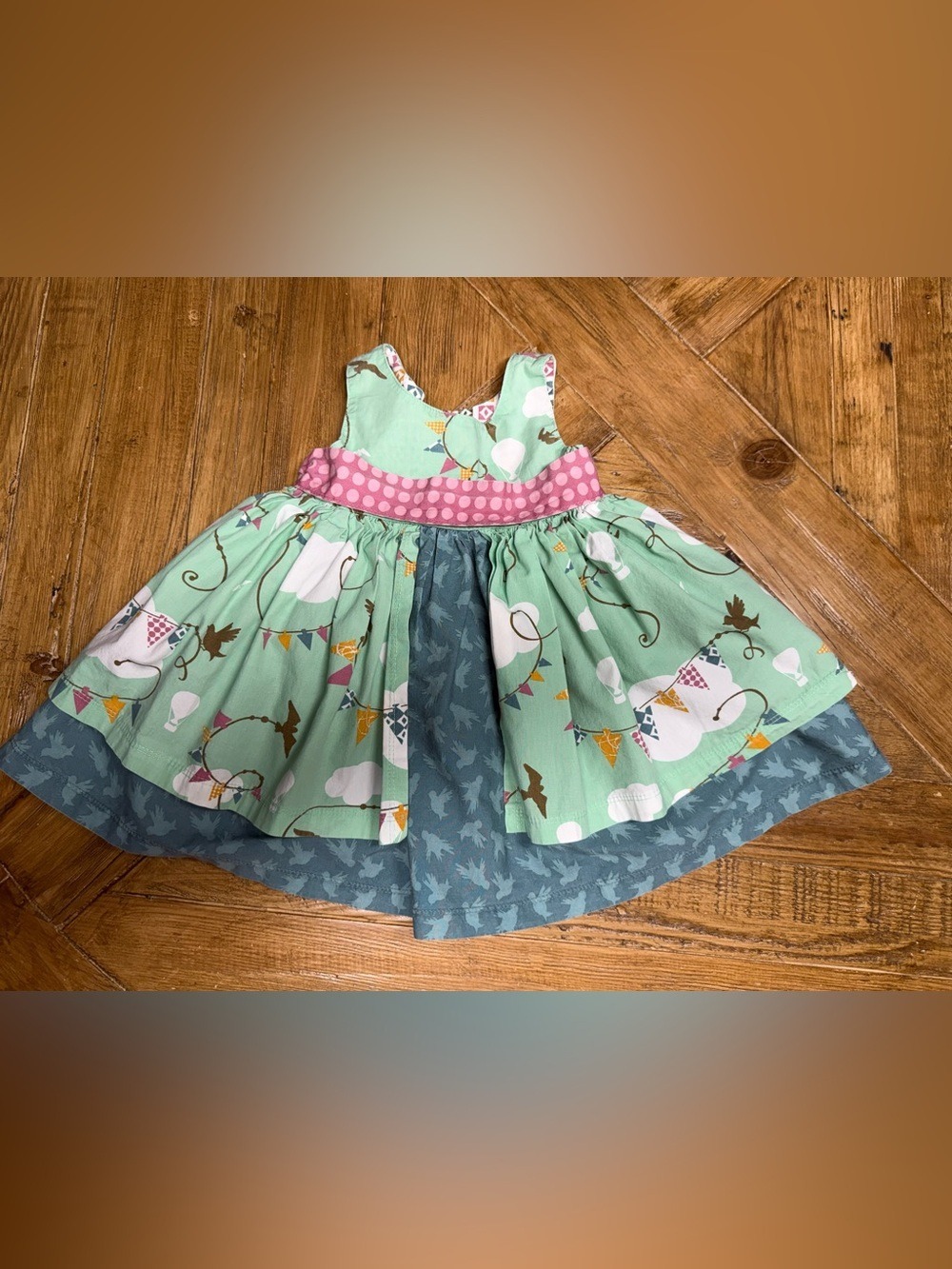 Jelly the Pug Hello Summer Katy Dress 12M Hot Air Balloon Bird Layered Sundress